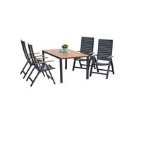 GARTENSET ASTROS - Graphitfarben/Naturfarben, MODERN, Holz/Metall - Gardenson