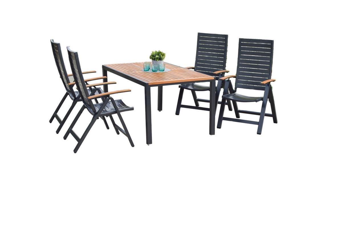 GARTENSET ASTROS - Graphitfarben/Naturfarben, MODERN, Holz/Metall - Gardenson