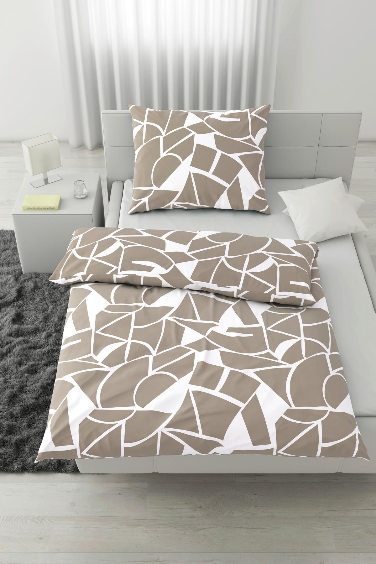BETTWÄSCHESET AXEL - Weiss/Beige, Modern, Textil (160/210cm) - Mömax