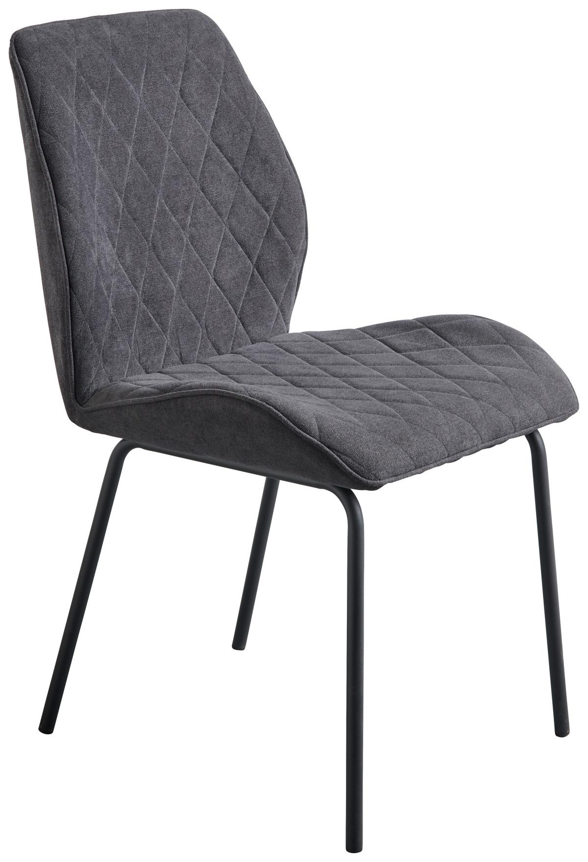 Stol Hilde, Temno Siva - temno siva/črna, Konvencionalno, kovina/tekstil (51/87/61cm)