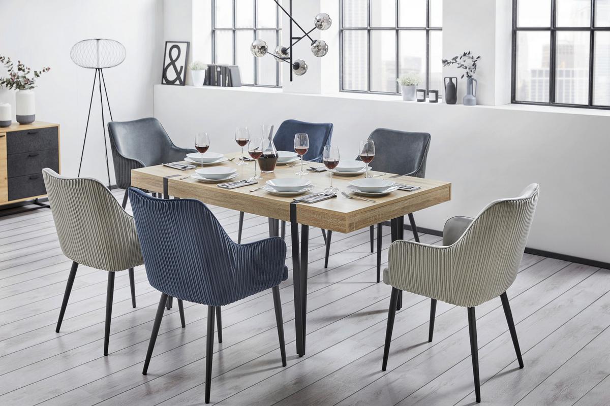 Armlehnstuhl Caria Blau Samt Gepolstert - Blau/Schwarz, MODERN, Holz/Textil (57/89/60cm) - Bessagi Home
