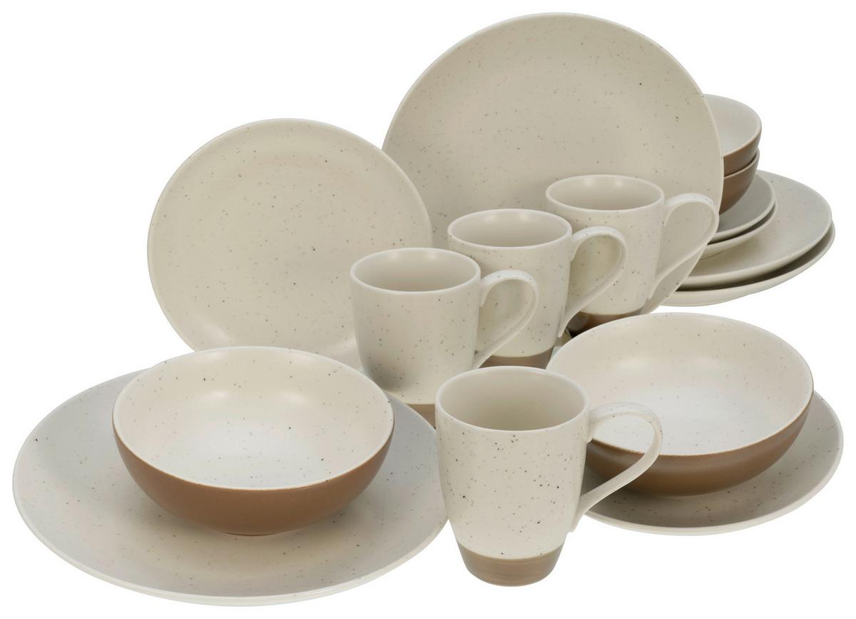 Kombiservice Sand Dunes aus Keramik, 16-teilig - Terracotta/Weiß, Trend, Keramik (34/32/33cm) - Creatable