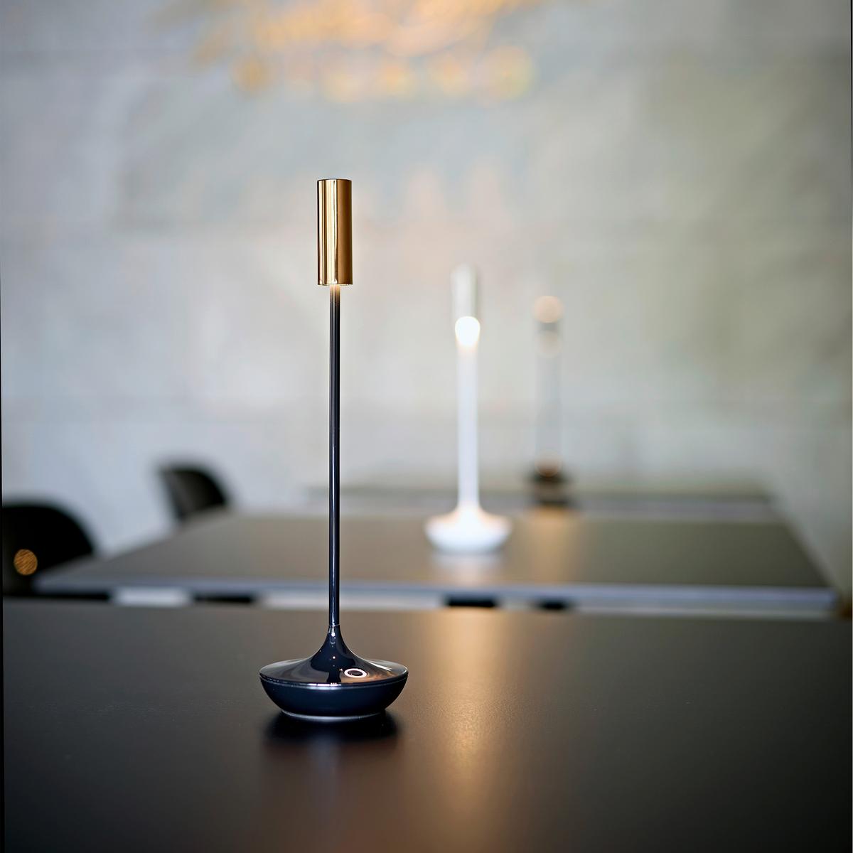 LAMPA STOŁOWA Z AKUMULATOREM 4564101 NUCANDLE - kolor miedziany/czarny wysoki połysk, Design, metal (8,5/8,5/30cm) - Sigor