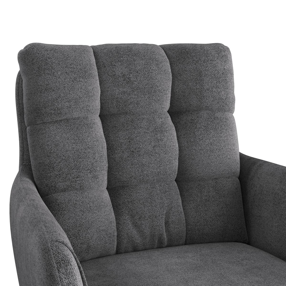 Naslanjač Susan, Črna, Vrtljiv - temno siva/črna, Konvencionalno, kovina/tekstil (59/90/66cm)