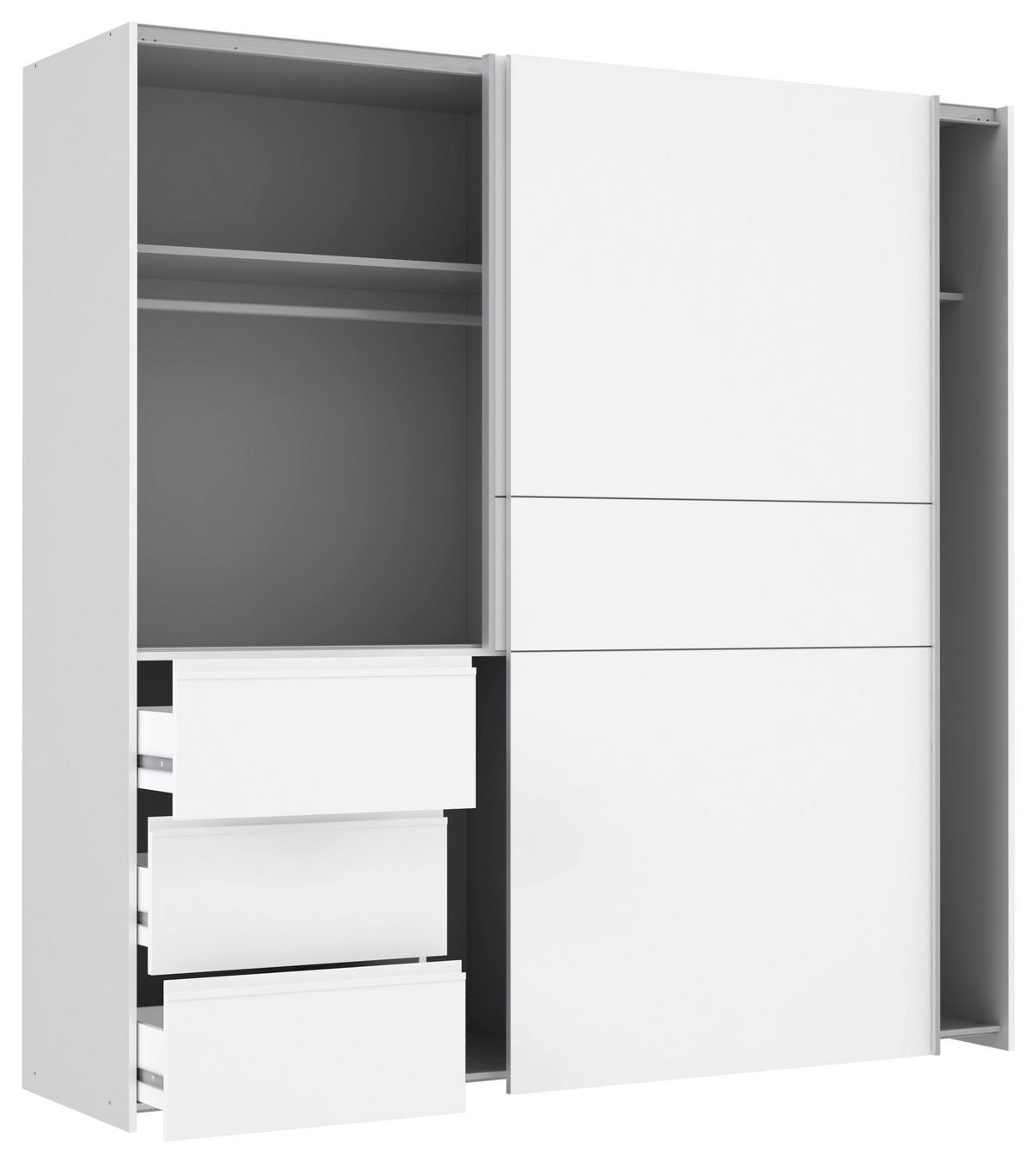 SZAFA PRZESUWNA/PODWIESZ.DRZWI WINN 2 BIAŁY 200CM - biały/kolor aluminiowy, Konventionell, materiał drewnopochodny/metal (200/200/61cm) - MID.YOU