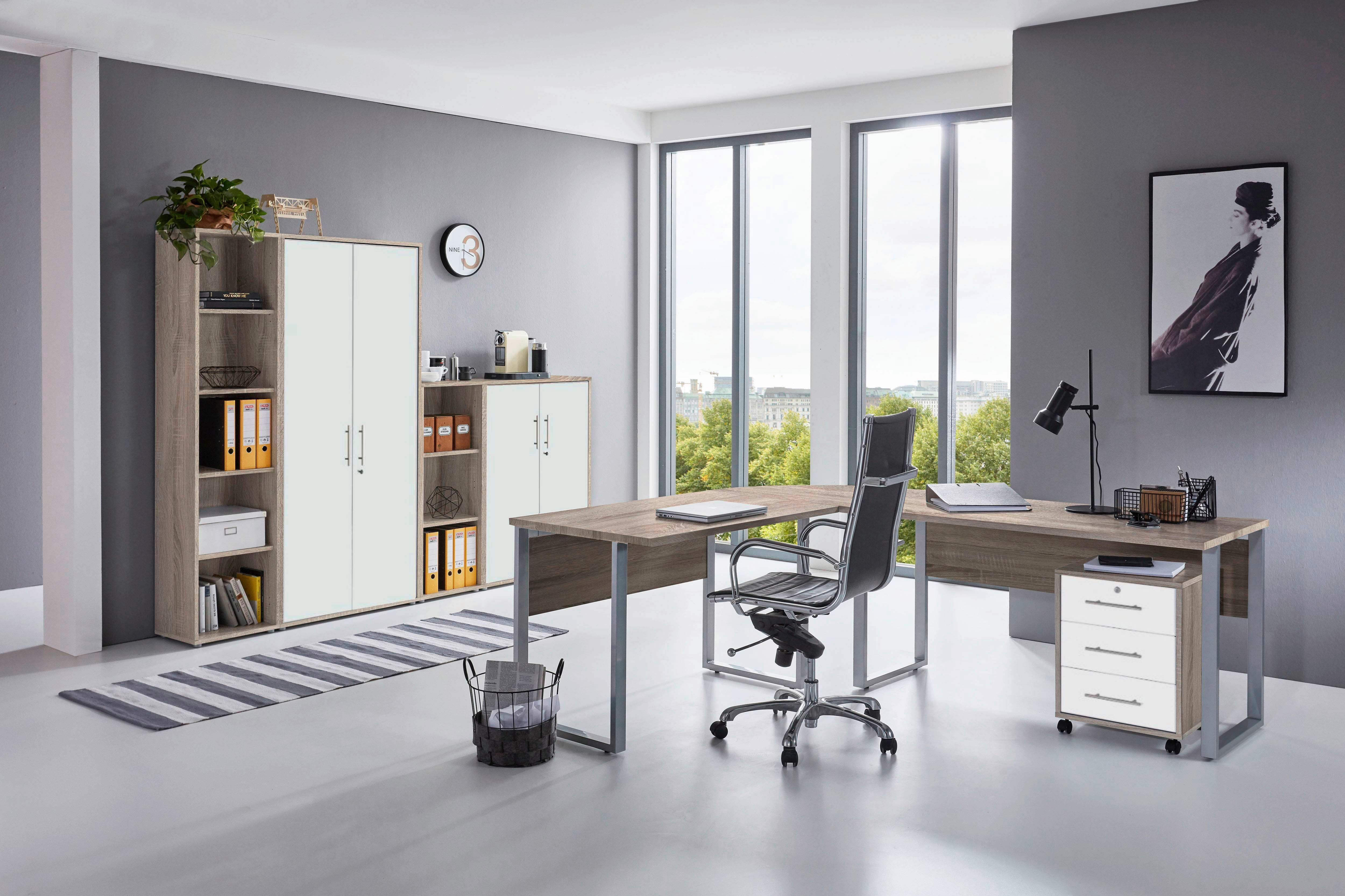 Büro Office Edition Set 4 Weiß/Sonoma Eiche - Weiß/Sonoma Eiche, MODERN, Holzwerkstoff - MID.YOU