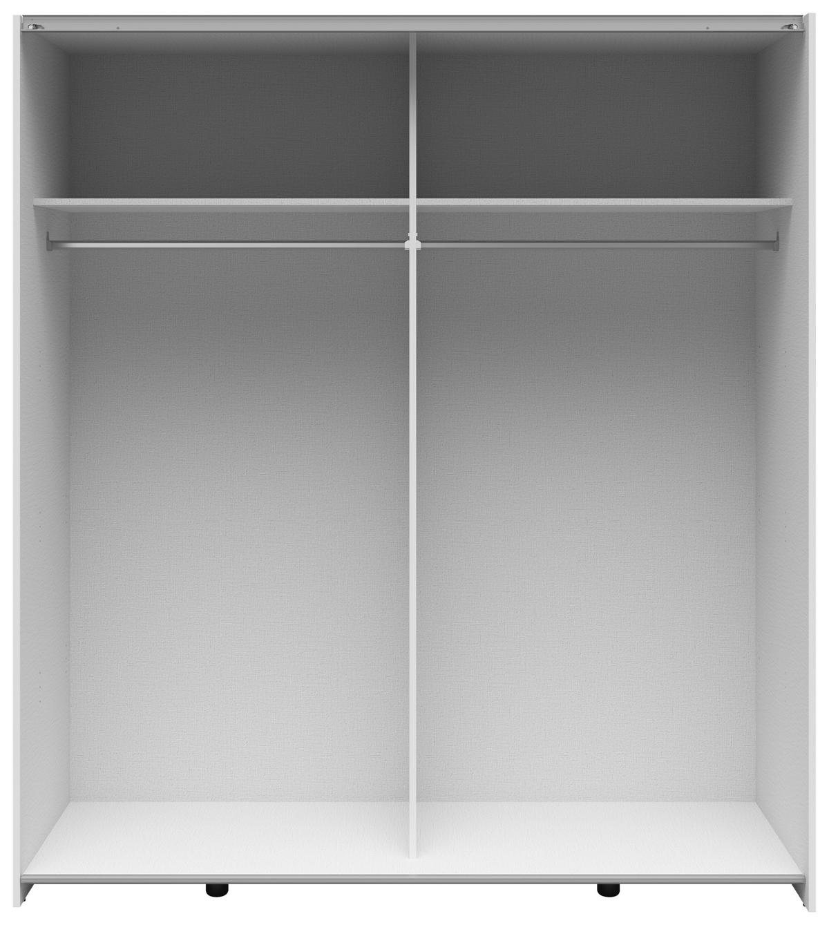 Schwebetürenschrank Time Weiß/Eiche Artisan - Silberfarben/Weiß, Holzwerkstoff/Kunststoff (170/191/59cm) - Based