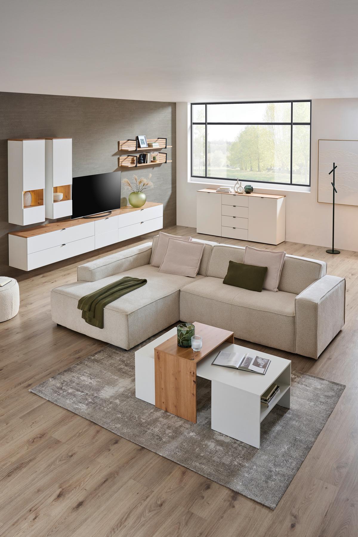 SZAFKA RTV DIANA   -HOM IN- - czarny/biały, Modern, materiał drewnopochodny/metal (140/62/44cm) - Hom`in