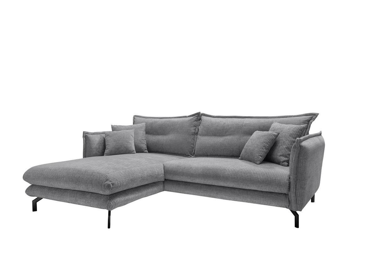 ECKSOFA LAVA - Schwarz/Grau, Design, Textil/Metall (180/255cm) - Livetastic