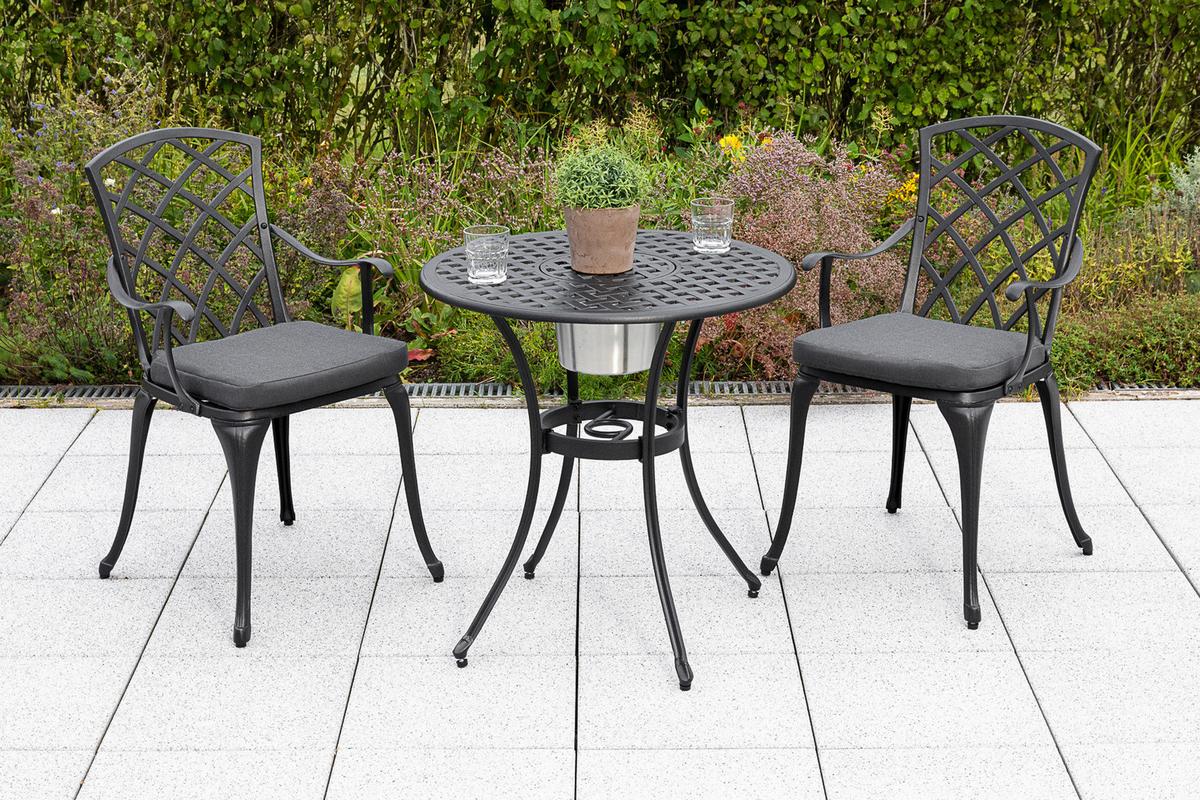 Set Za Balkon Rhodos, Barva Grafita, 3-Delni - siva/barve grafita, Moderno, kovina/tekstil - Gardenson