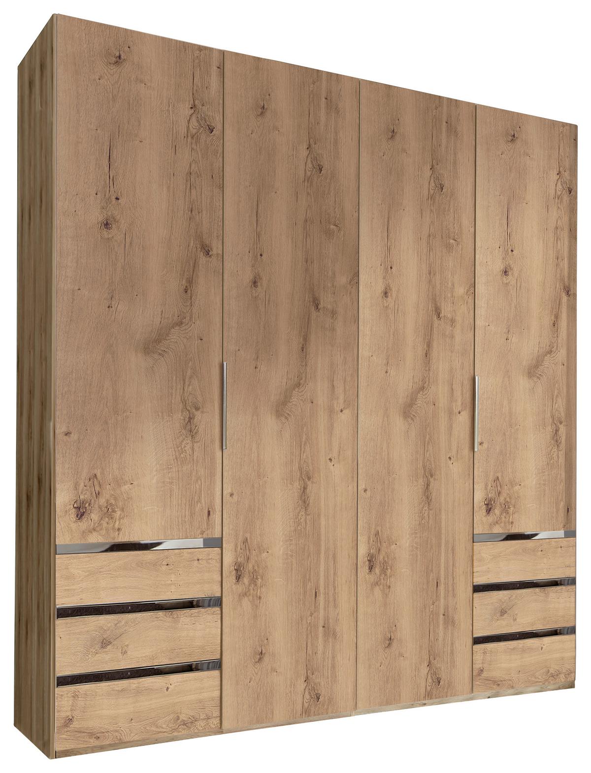 Drehtürenschrank Level 36A ca. 200x216x58cm Eiche Dekor - Chromfarben/Plankeneiche, MODERN, Holzwerkstoff/Kunststoff (200/216/58cm) - MID.YOU
