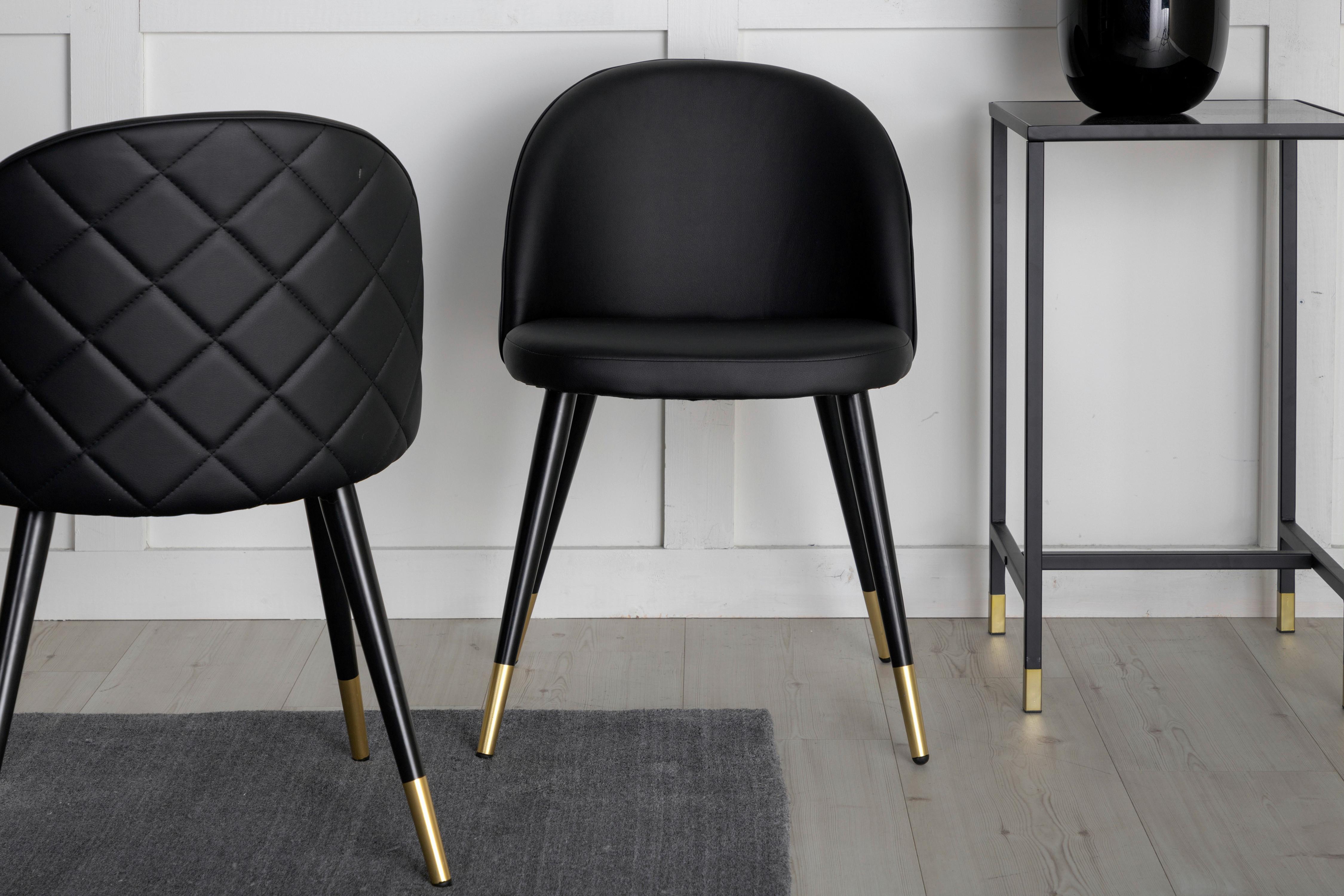Stuhl Set Velvet VELVET - Schwarz, Design, Textil/Metall (50/77/48cm) - Livetastic