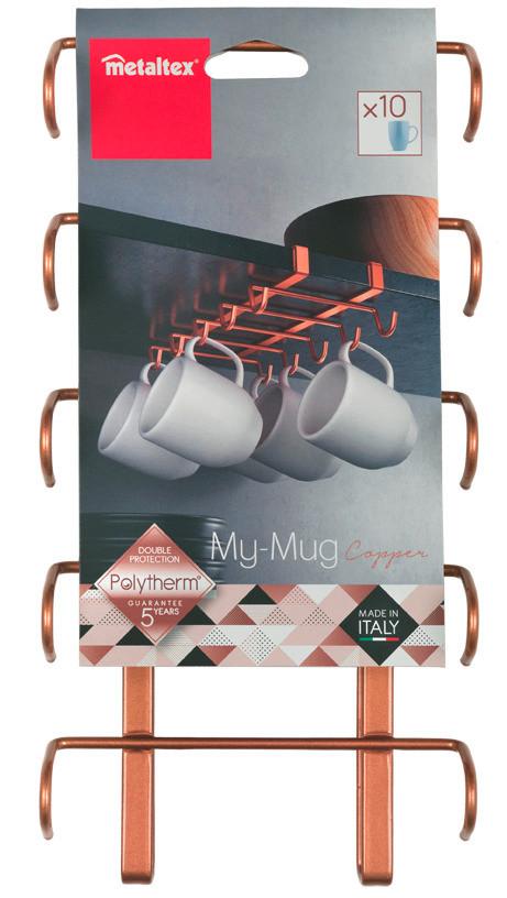 Bögretartó My Mug Copper - rézvörös, fém (14/28/6cm) - Metaltex
