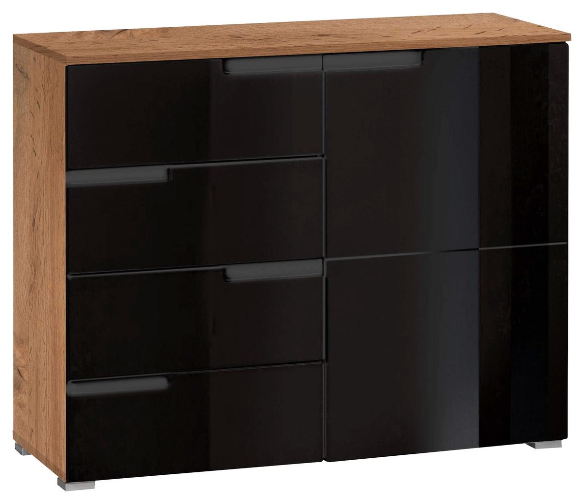 Komód Fekete-tölgy Szín Moon - tölgyfa színű/fekete, Modern, faalapú anyag (100/80/40cm)