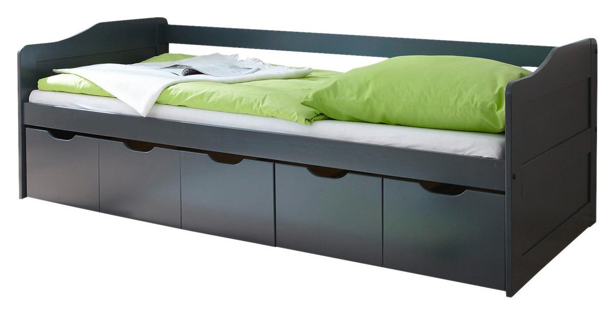 Postelja S Predali Maria, Temno Siva, Masivno, 90x200 - temno siva, Moderno, les (90/200cm) - MID.YOU