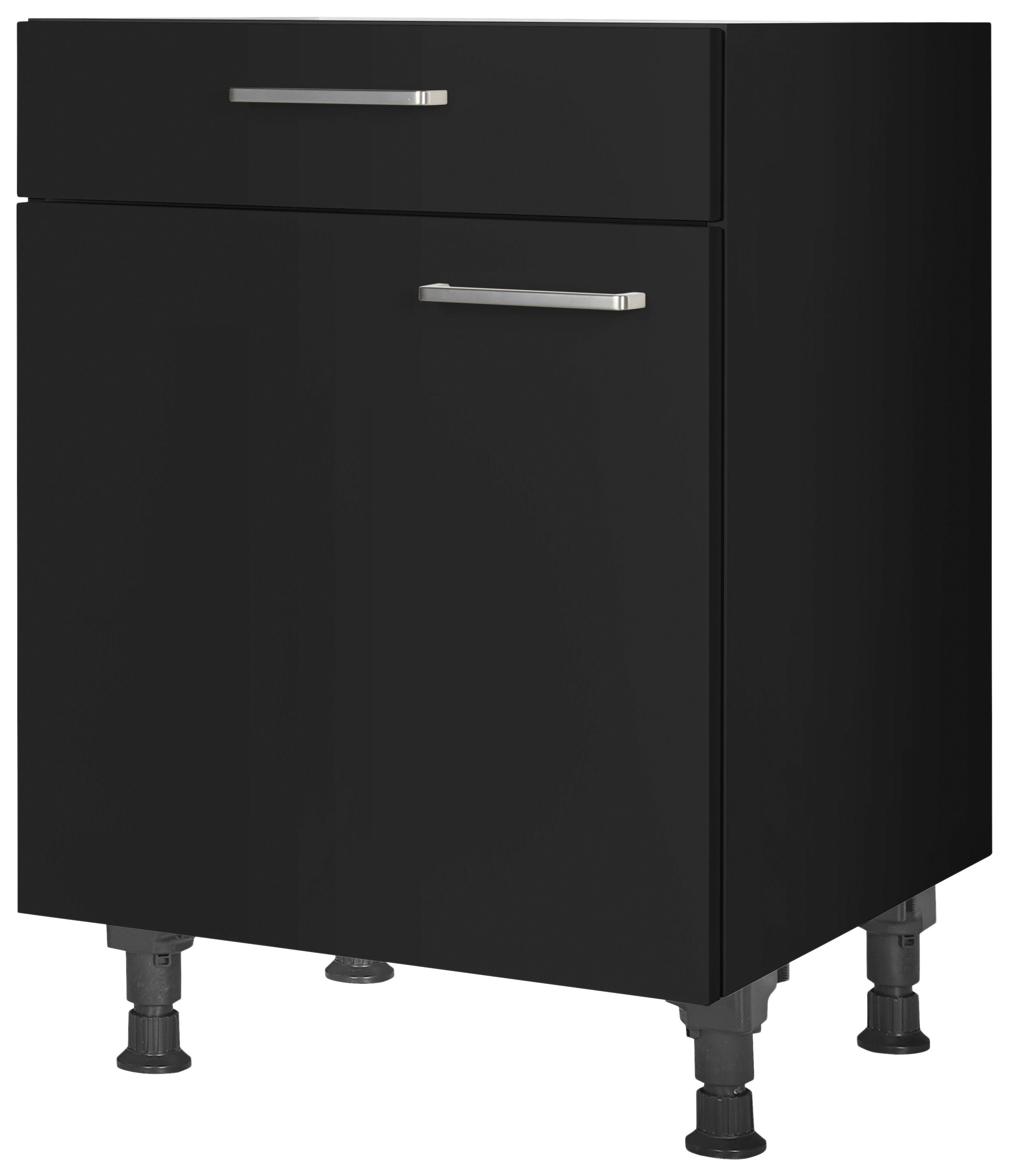 Schubkastenunterschrank Touch Schwarz - Edelstahlfarben/Schwarz, MODERN, Holzwerkstoff/Metall (60/87/56cm) - Nobilia
