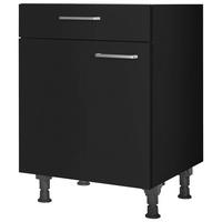 Schubkastenunterschrank Touch Schwarz - Edelstahlfarben/Schwarz, MODERN, Holzwerkstoff/Metall (60/87/56cm) - Nobilia