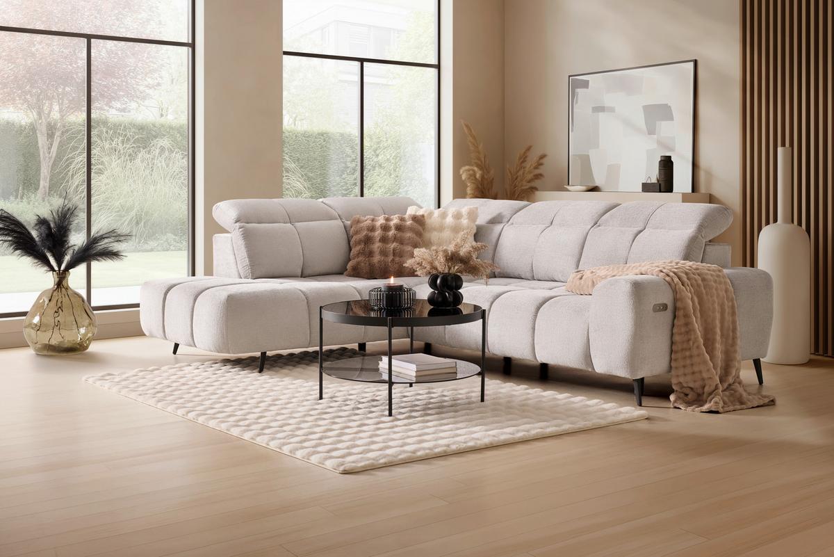 Kutna Garnitura Silvio - svijetlo siva/crna, Moderno, tekstil/metal (225/85-105/275cm) - Mömax