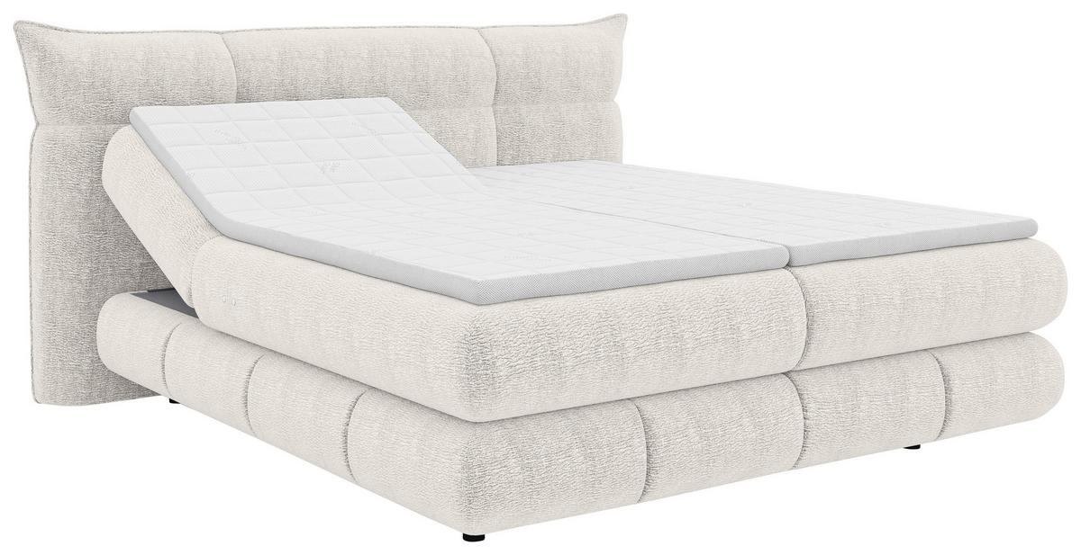 Boxspringbett Auris Creme ca. 180x200cm - Creme/Schwarz, KONVENTIONELL, Kunststoff/Textil (180/200cm) - Sembella