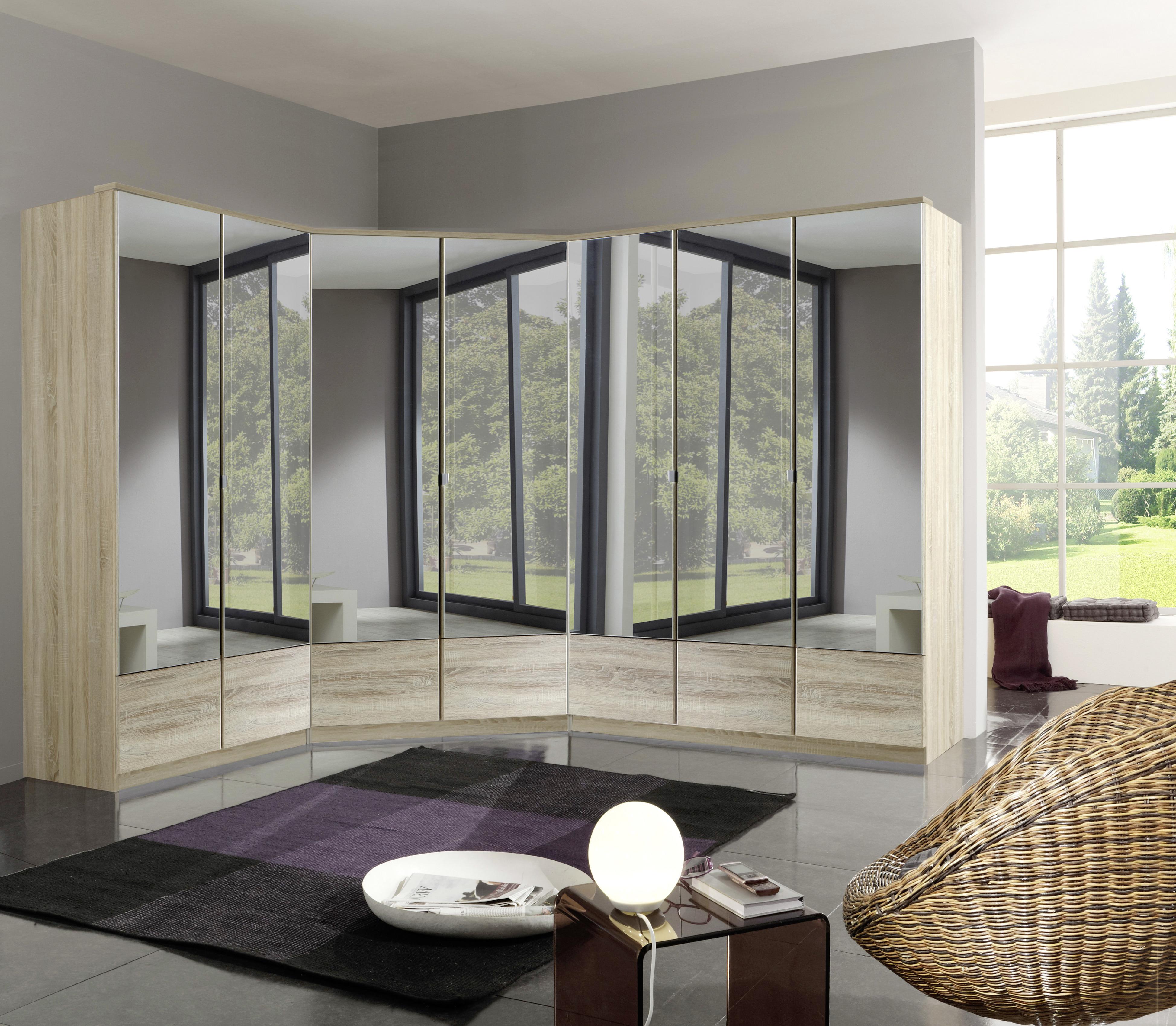 Kutni Ormar Imago - boje hrasta/boje aluminija, Konvencionalno, staklo/drvni materijal (95/199/95cm) - Modern Living