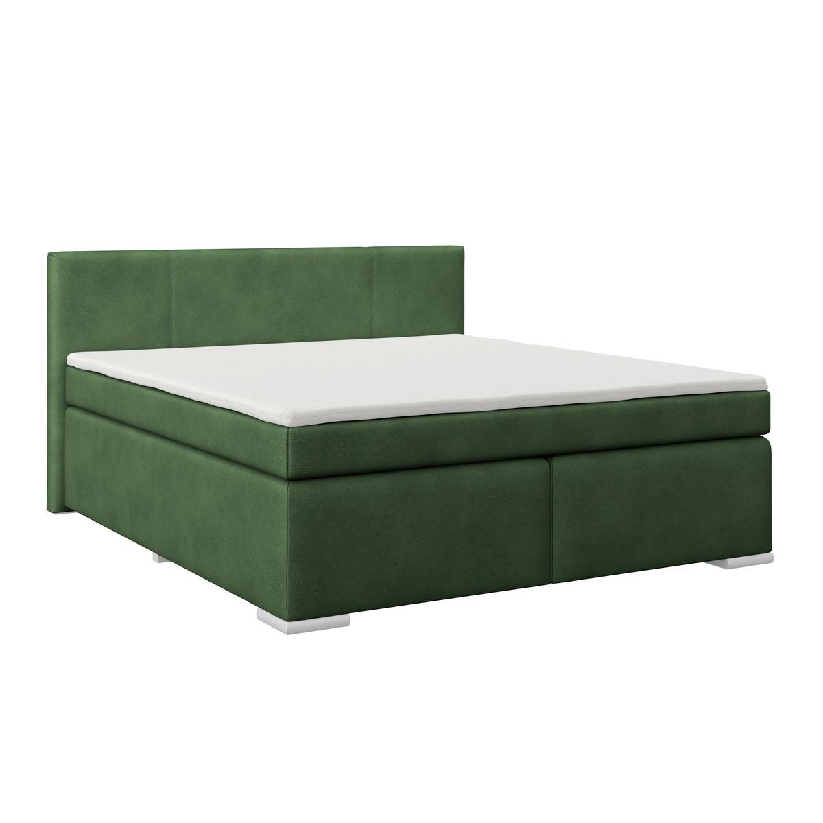 BOXSPRING KREVET MIRA 1 - verde închis, Basics, plastic/metal (180/200cm)
