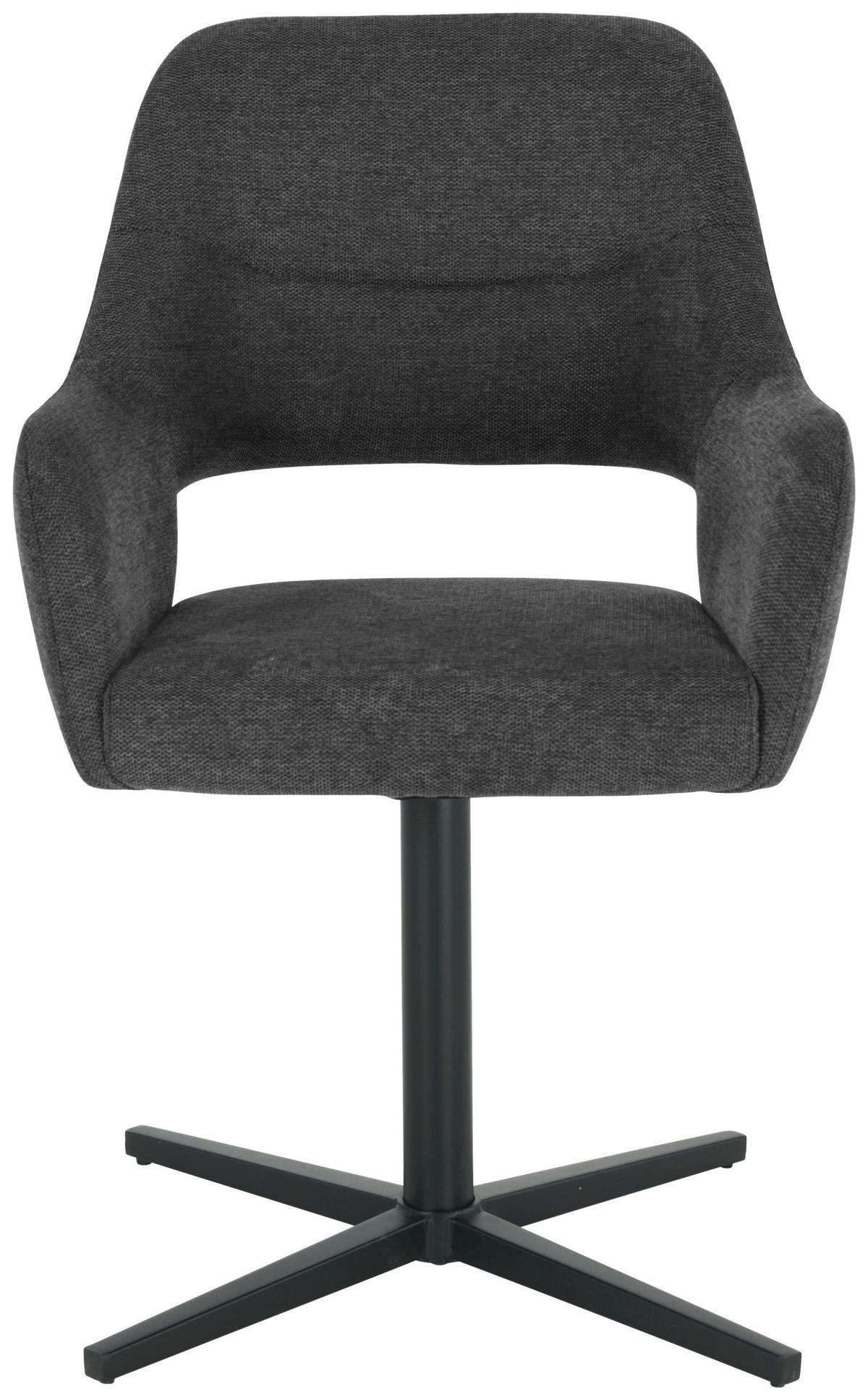 Naslanjač Salin, Siva - temno siva/črna, Trend, kovina/tekstil (56/86/63cm)