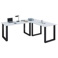 Kotna Pisalna Miza Lona, Bela, Črna, 160x80cm - črna/bela, Moderno, kovina/leseni material (160/80/76cm) - MID.YOU