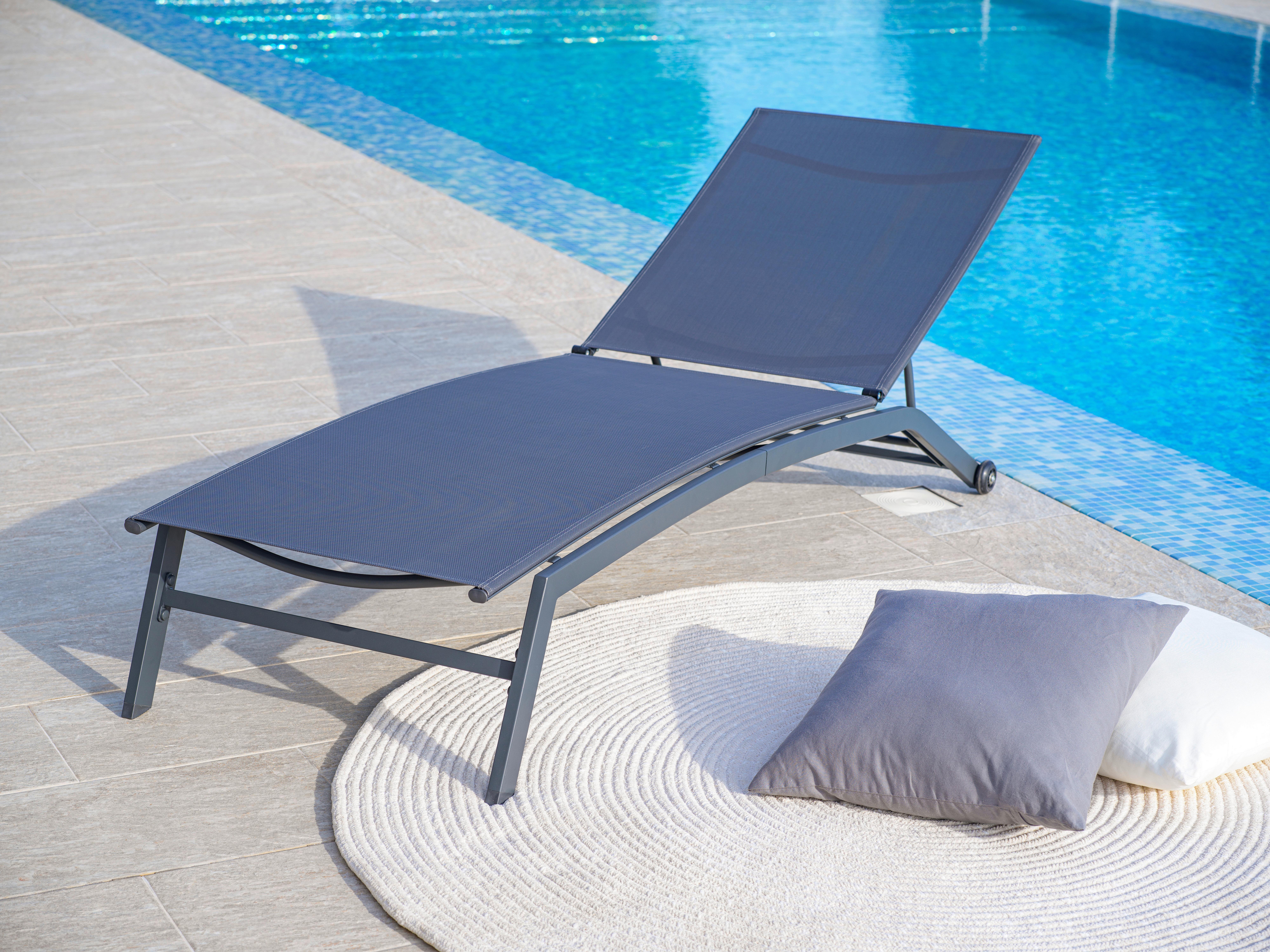 Sonnenliege Portugal in Anthrazit - Anthrazit, Modern, Textil/Metall (64/32/196cm) - Mömax