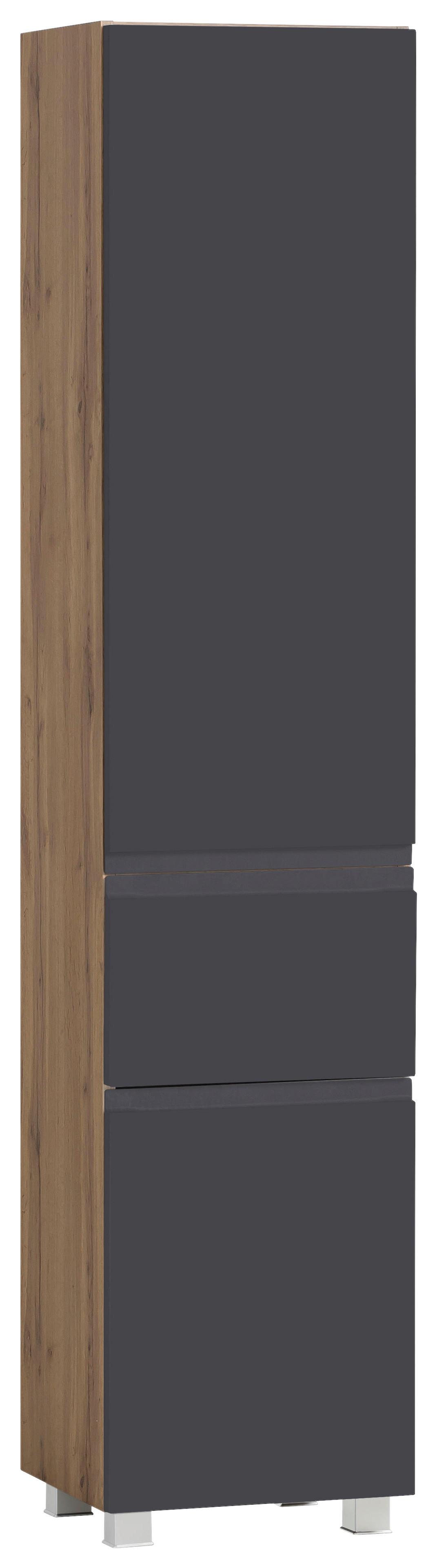Hochschrank Varese ca. 40x180 cm Grau/Eiche - Eiche Wotan/Grau, MODERN, Holzwerkstoff (40/180/35cm) - Held
