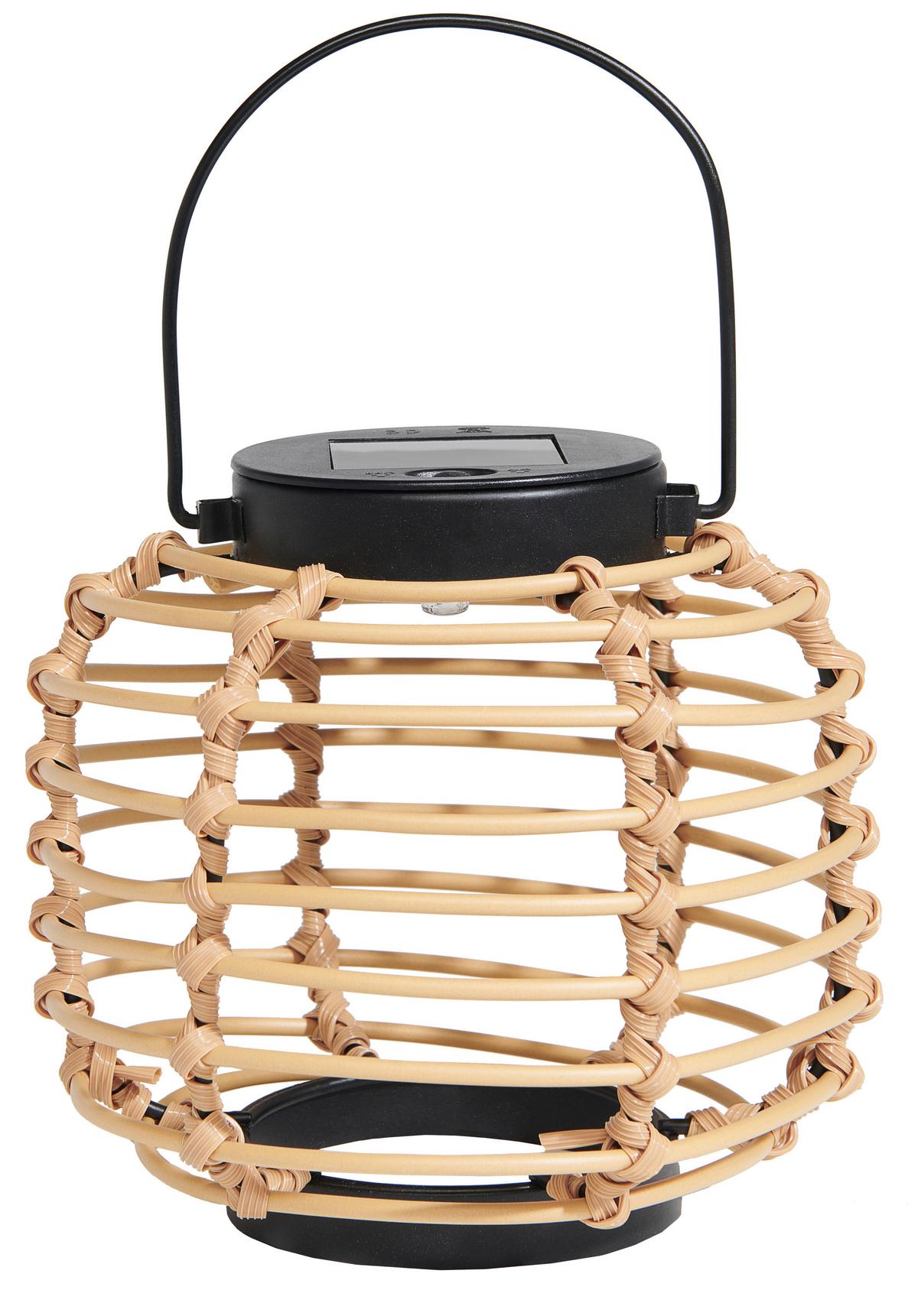 Solarleuchte Zale max. 0,06 Watt - Schwarz/Naturfarben, Modern, Kunststoff/Metall (15,5/15-21,5cm) - Modern Living