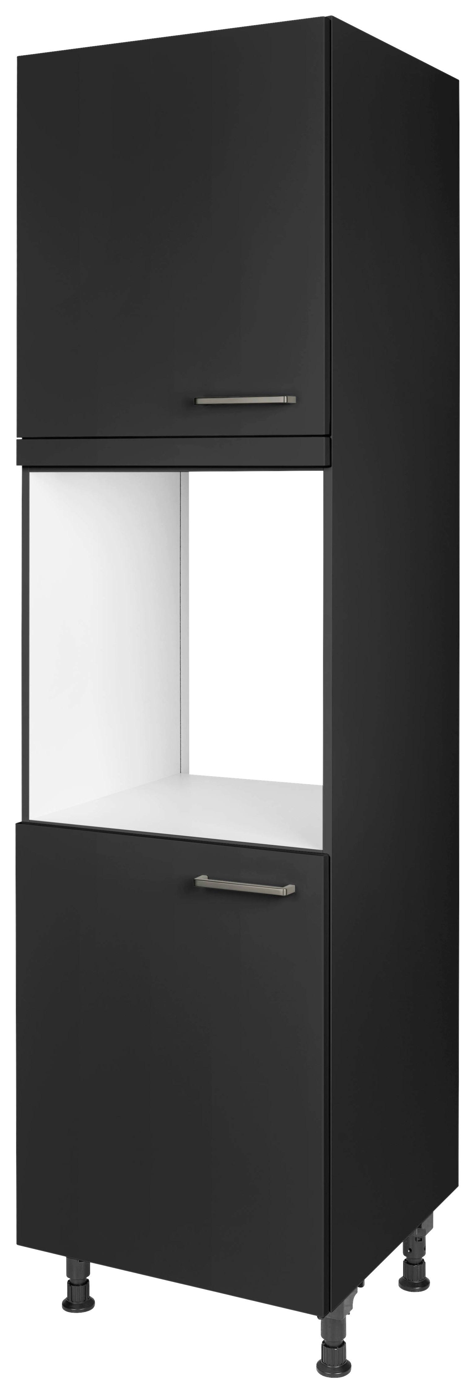 Geräteumbauschrank Touch Schwarz - Edelstahlfarben/Schwarz, MODERN, Holzwerkstoff/Metall (60/216,6/58cm) - Nobilia