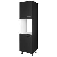 Geräteumbauschrank Touch Schwarz - Edelstahlfarben/Schwarz, MODERN, Holzwerkstoff/Metall (60/216,6/58cm) - Nobilia