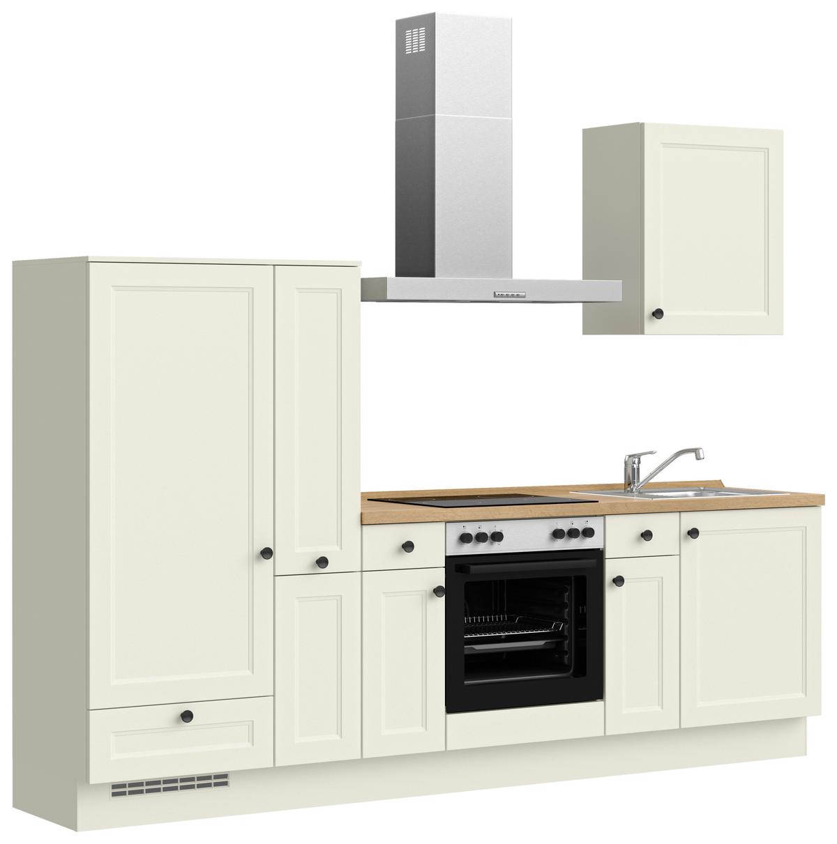 Küchenblock Cascada Low m. Geräten Weiß - Eichefarben/Schwarz, MODERN, Holzwerkstoff/Metall (270cm) - Nobilia