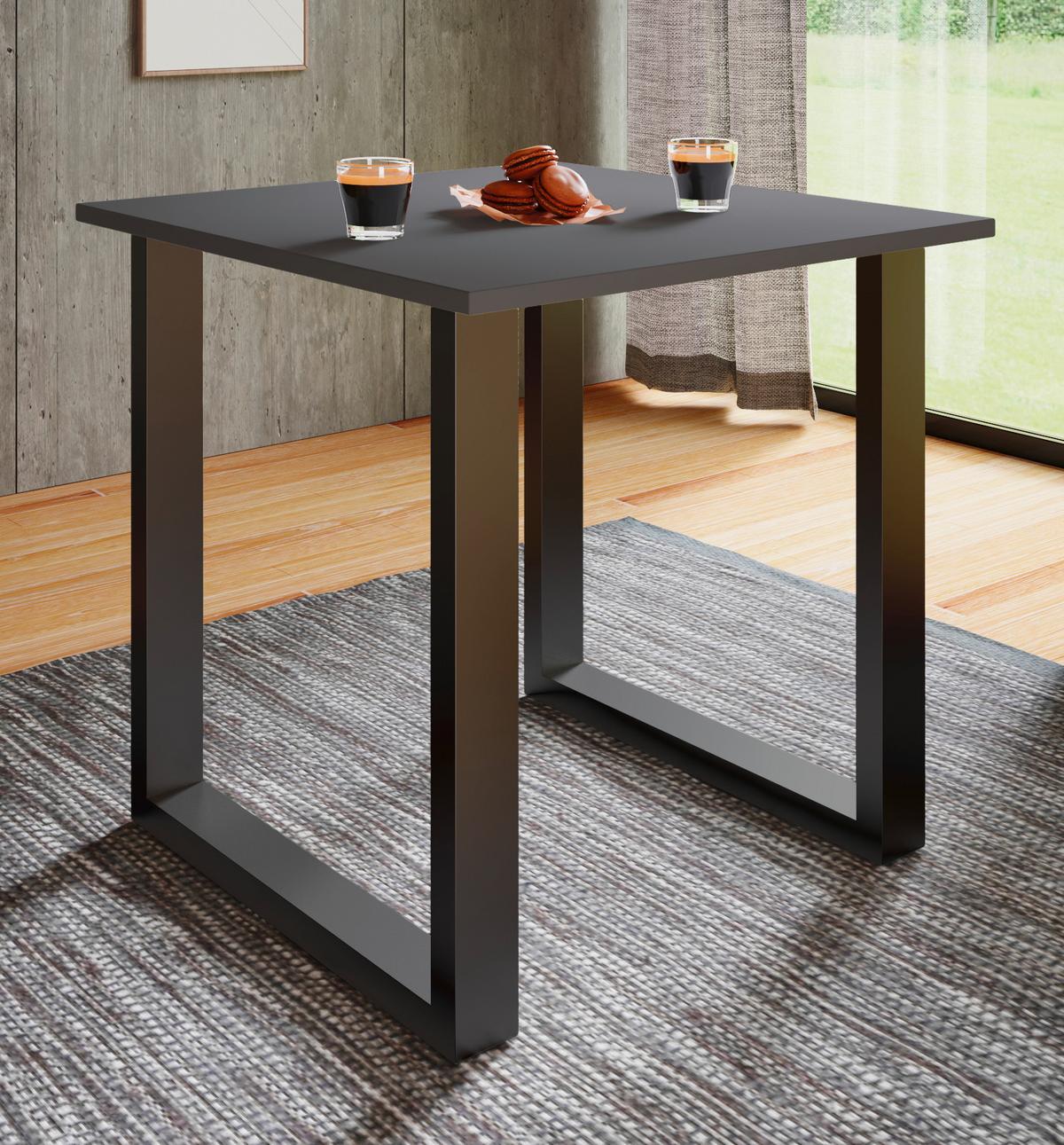 Pisalna Miza Lona, Antracit, Črna, 80x80cm - črna/barve srebrnega hrasta, Design, kovina/leseni material (80/76/80cm) - MID.YOU