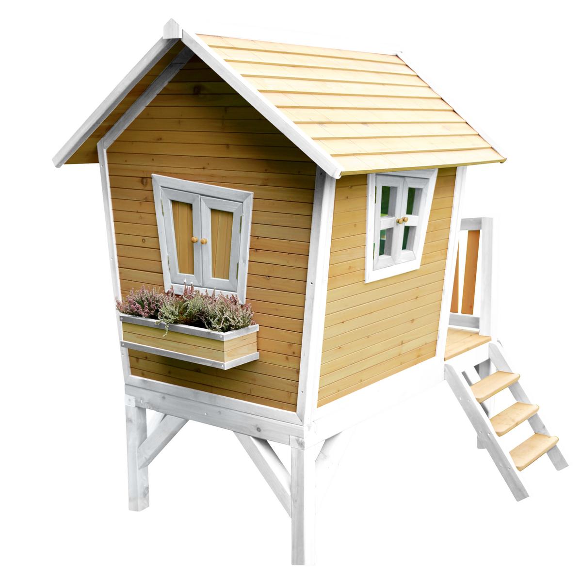 Spielturm Robin aus Zedernholz - Braun/Weiß, Basics, Holz/Kunststoff (264/203/177cm) - Ambia Garden