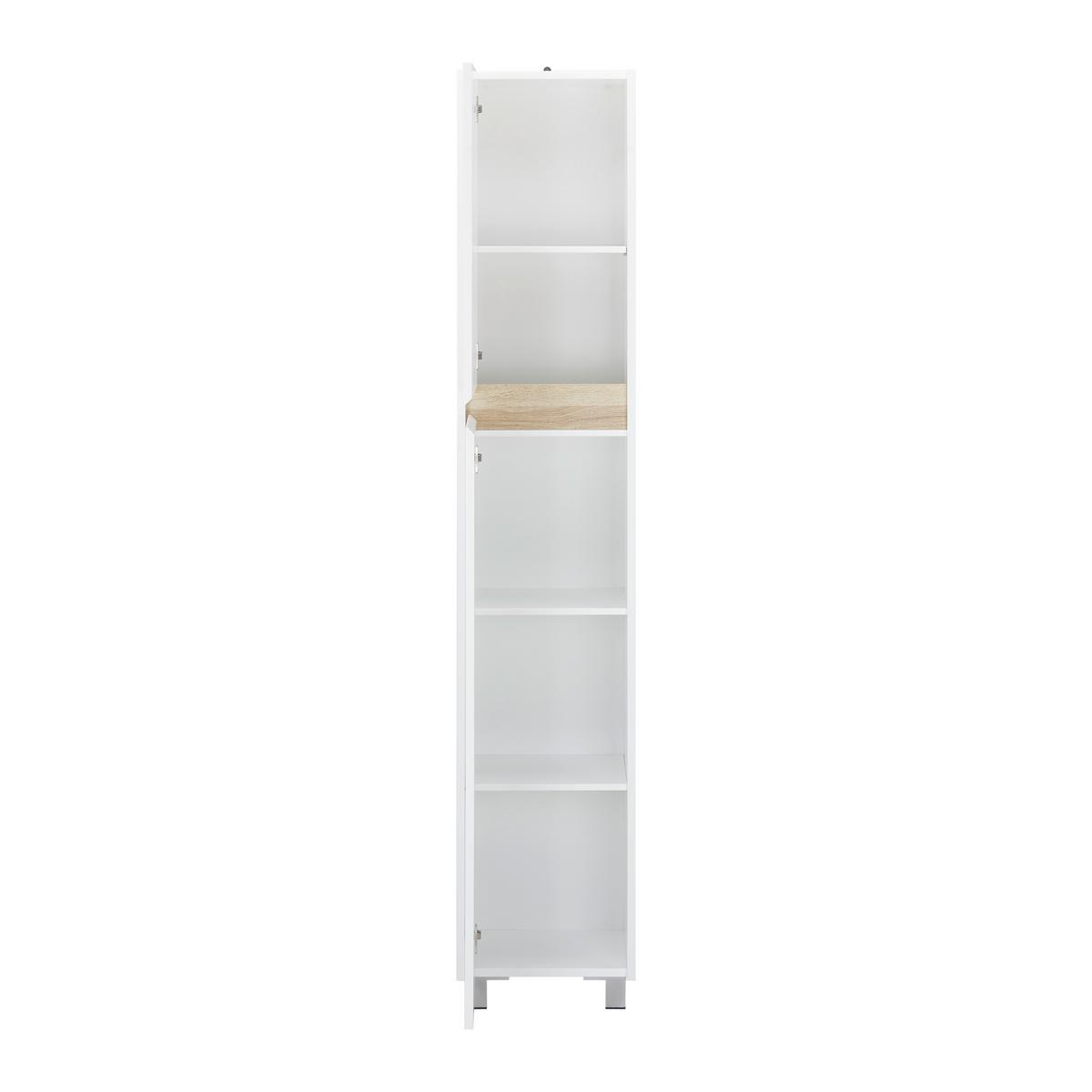 Hochschrank Massimo Weiß ca. 33x175x30 cm - Silberfarben/Weiß, MODERN, Kunststoff (33/175/30cm) - Bessagi Home