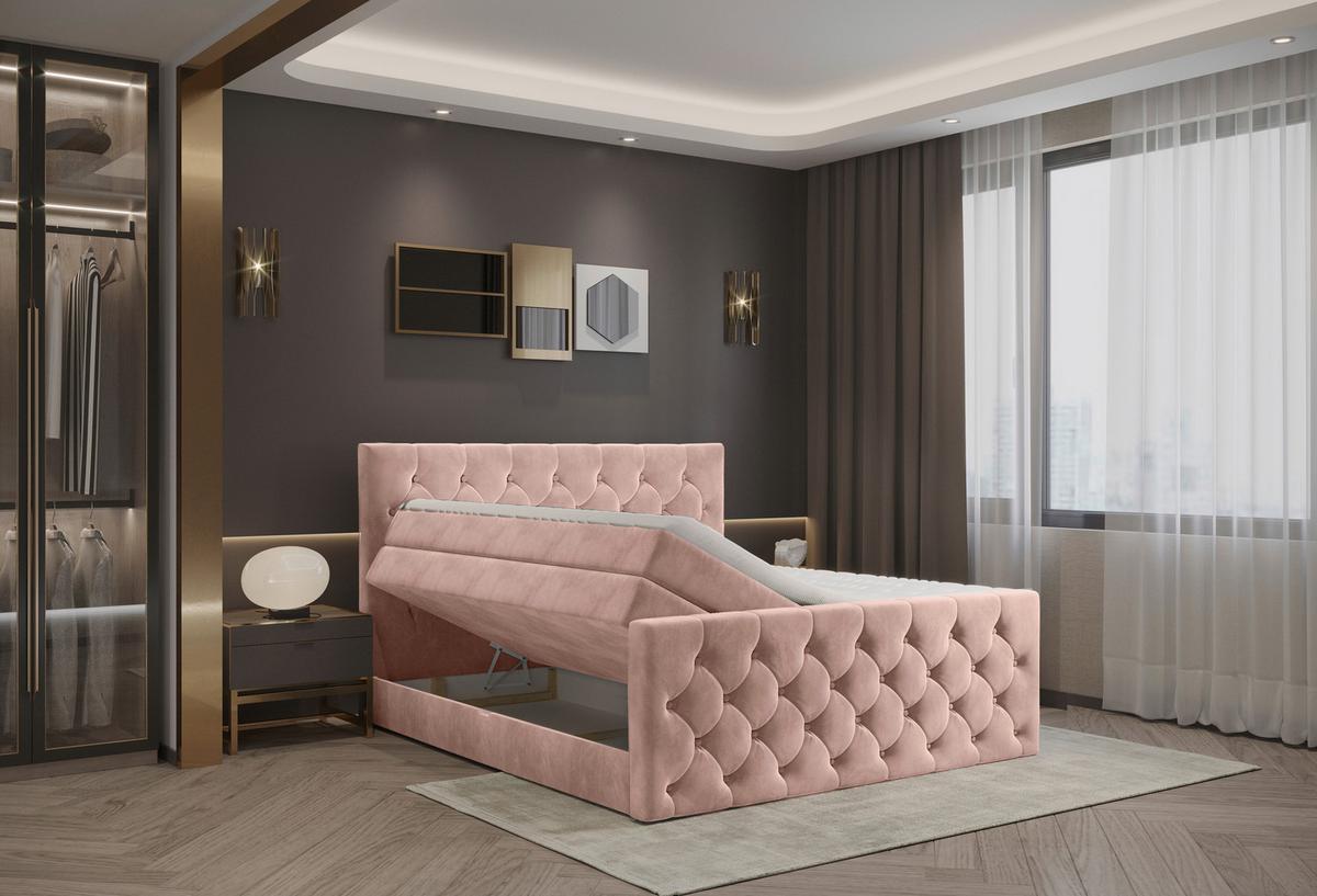PAT BOXSPRING ELIO - bej/roz antic, Romantik / Landhaus, textil (180/200cm) - James Wood