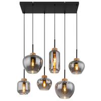 Hängeleuchte Matt Naturfarben/Schwarz max.40Watt - Schwarz/Naturfarben, Design, Glas/Textil (80/40/120cm) - Globo