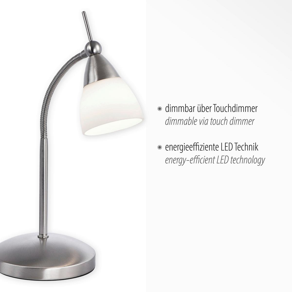 LED-Tischleuchte Pino Dimmbar max. 2,6 Watt - Edelstahlfarben, Basics, Glas/Metall (30/29.5/45cm) - Paul Neuhaus