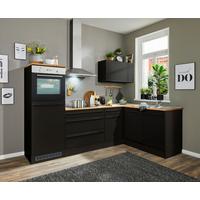 Eckküche Jazz mit Geräten ca.260x175cm Schwarz - Eichefarben/Schwarz, Basics, Holzwerkstoff/Kunststoff (260/175cm) - P & B