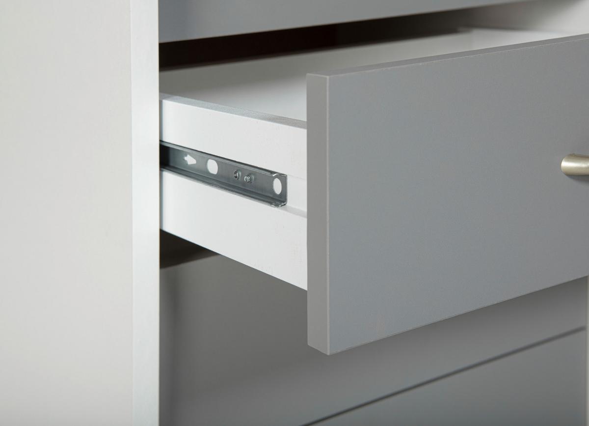 Rollcontainer Printi Grau/Weiß - Silberfarben/Weiß, KONVENTIONELL, Holzwerkstoff/Kunststoff (40/65/36cm) - MID.YOU