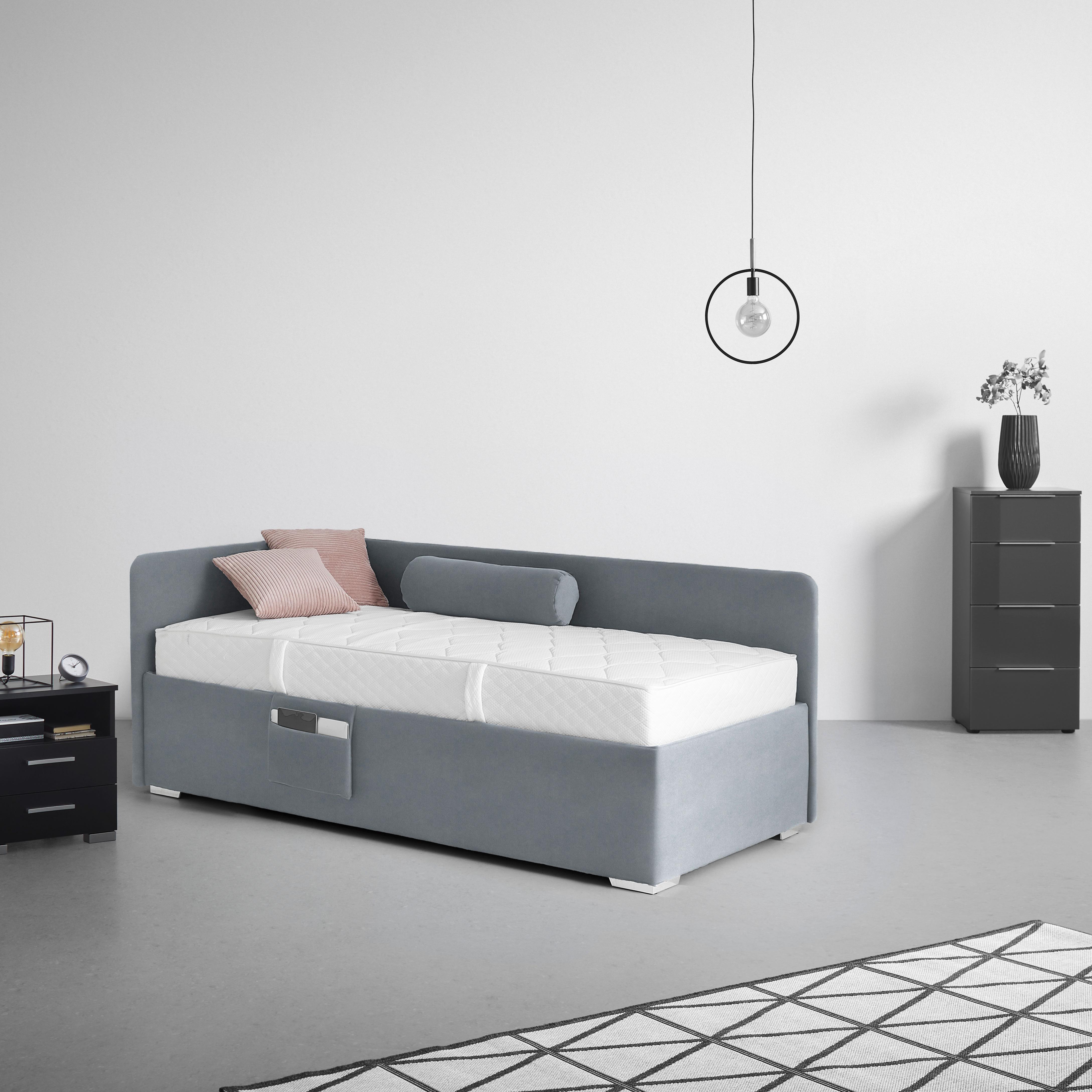 Krevet Remi - siva/prirodne boje, Konvencionalno, drvo/tekstil (90/200cm) - Based