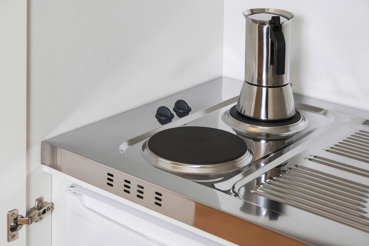 Schrankküche Economy Schwarz mit Geräte B: ca. 104 cm - Edelstahlfarben/Silberfarben, MODERN, Holzwerkstoff/Metall (104/193/67cm) - Respekta