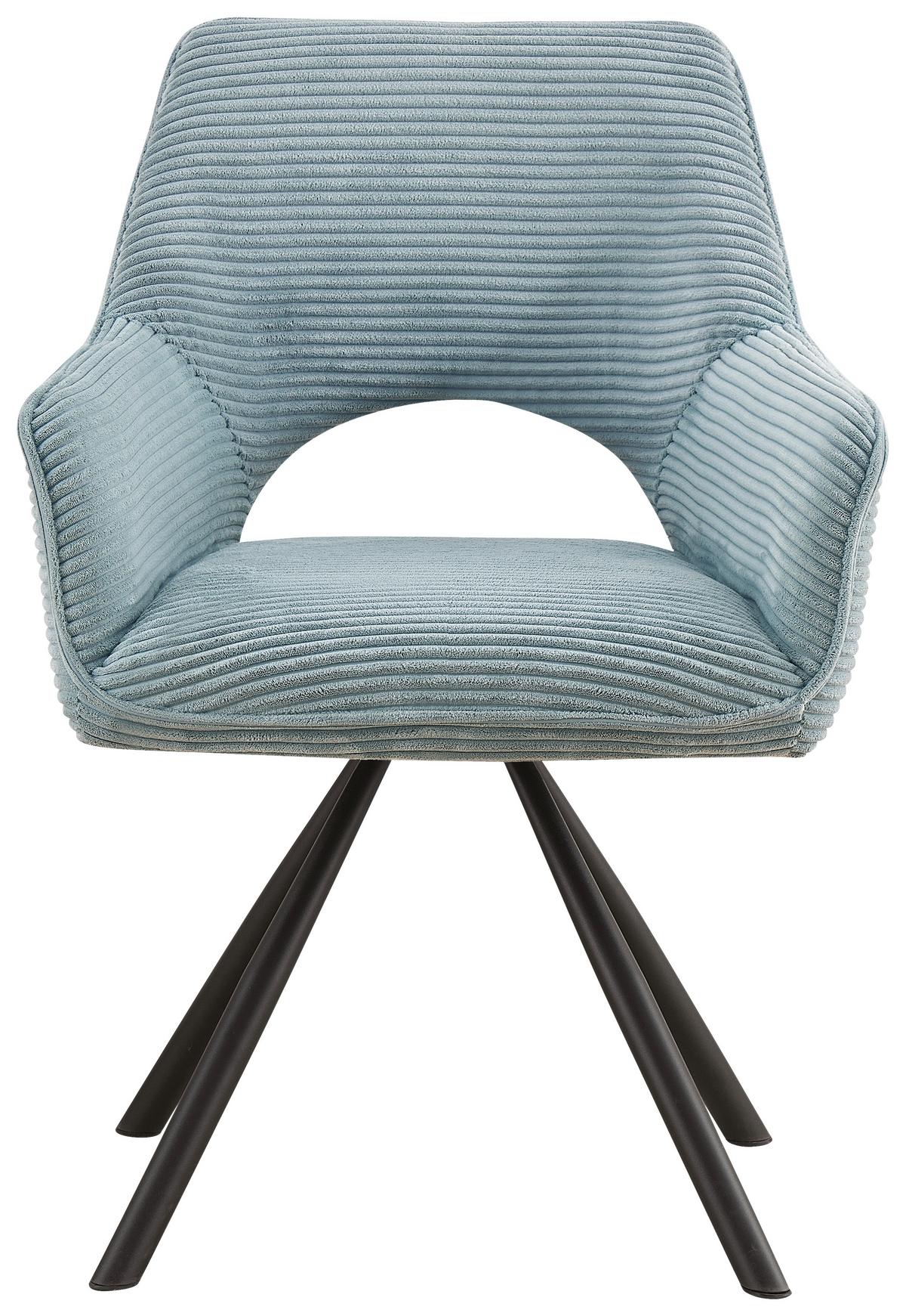 KRZESŁO Z PODŁOKIETNIKAMI JASON -HOM IN EXKLUSIV- - czarny/jasnoniebieski, Design, metal/tkanina (60/85/63cm) - Hom`in