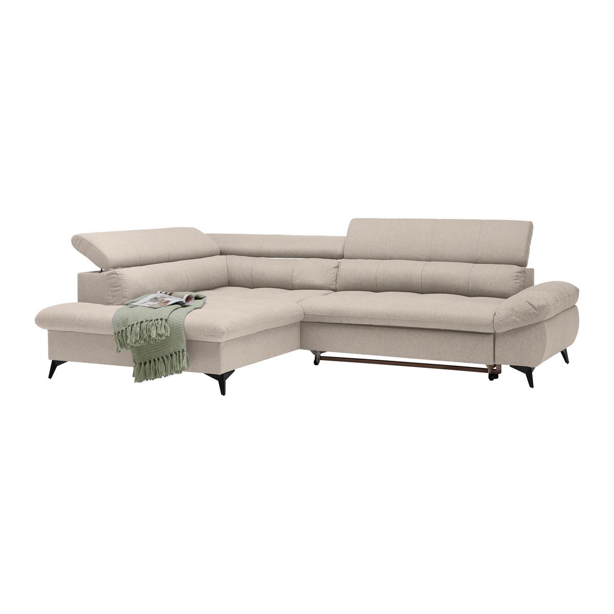 Wohnlandschaft Alberto Beige - Beige/Schwarz, MODERN, Textil/Metall (296/78/201cm) - Mömax