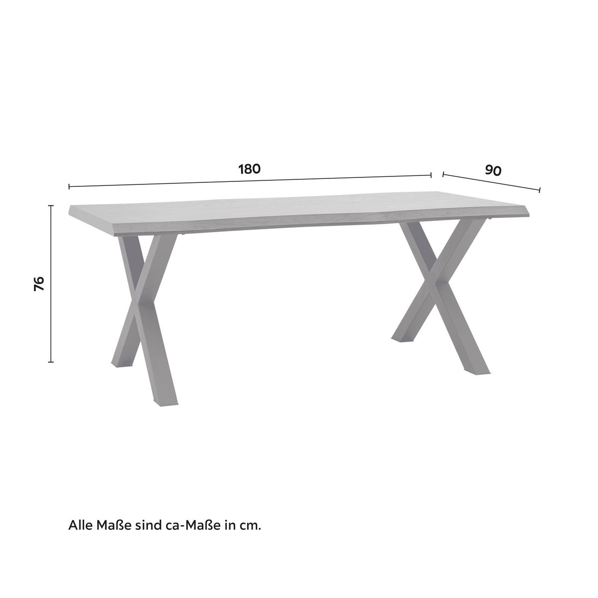 Esstisch Rico Schwarz Holz ca. 180x90x76cm - Schwarz, Modern, Metall (180/76/90cm) - Bessagi Home