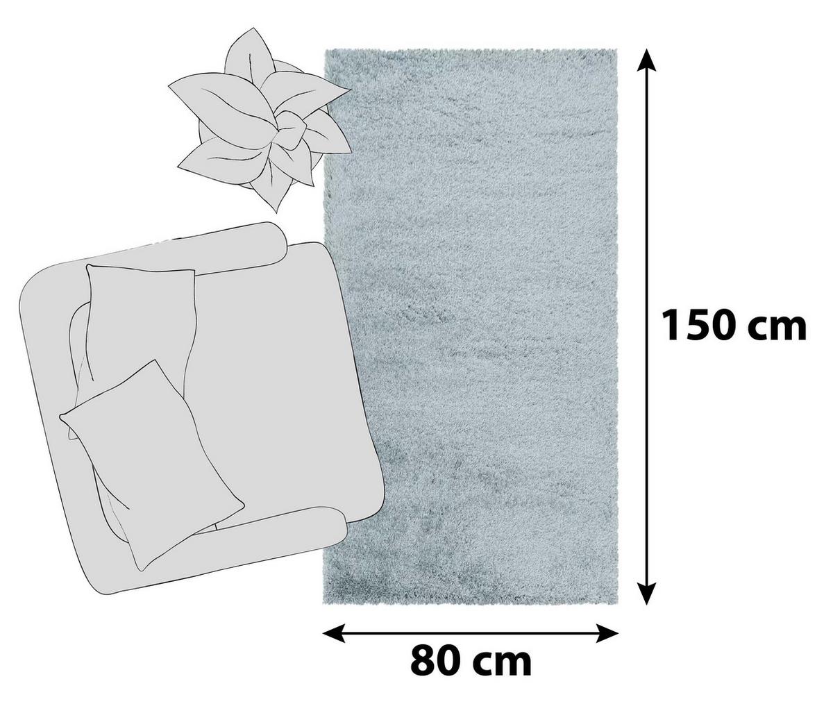 Hochflorteppich Fluffy Blau ca. 80x150cm - Blau, Basics, Textil (80/150cm)