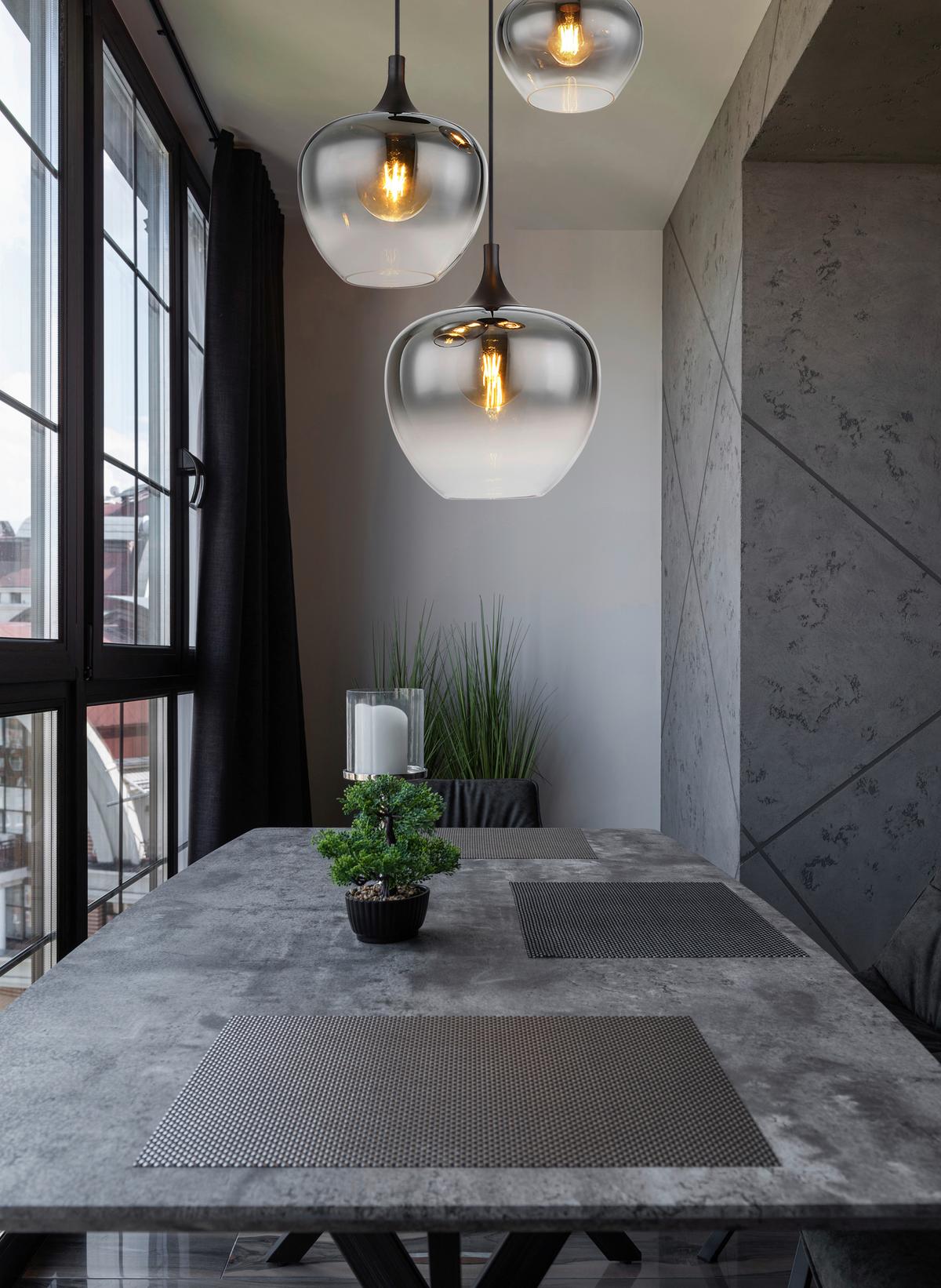 LAMPA WISZĄCA 15548-3H - czarny, Design, metal/szkło (48/120cm) - Globo