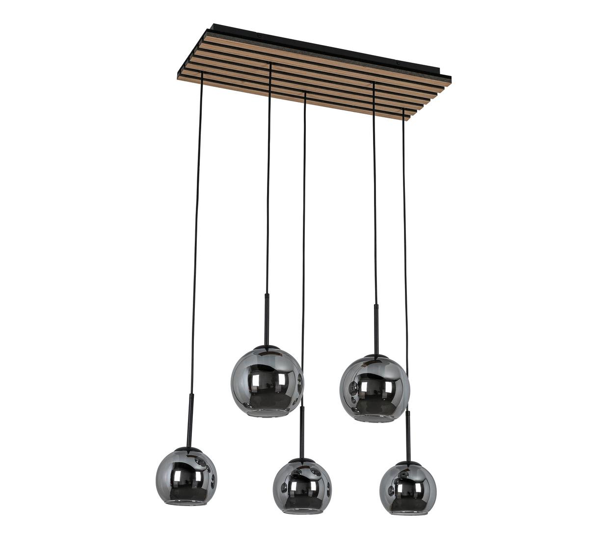 Hängeleuchte Panela Schwarz/Eichefarben max.25Watt - Chromfarben/Eichefarben, Modern, Glas/Holzwerkstoff (75/28,5/120cm) - Mömax