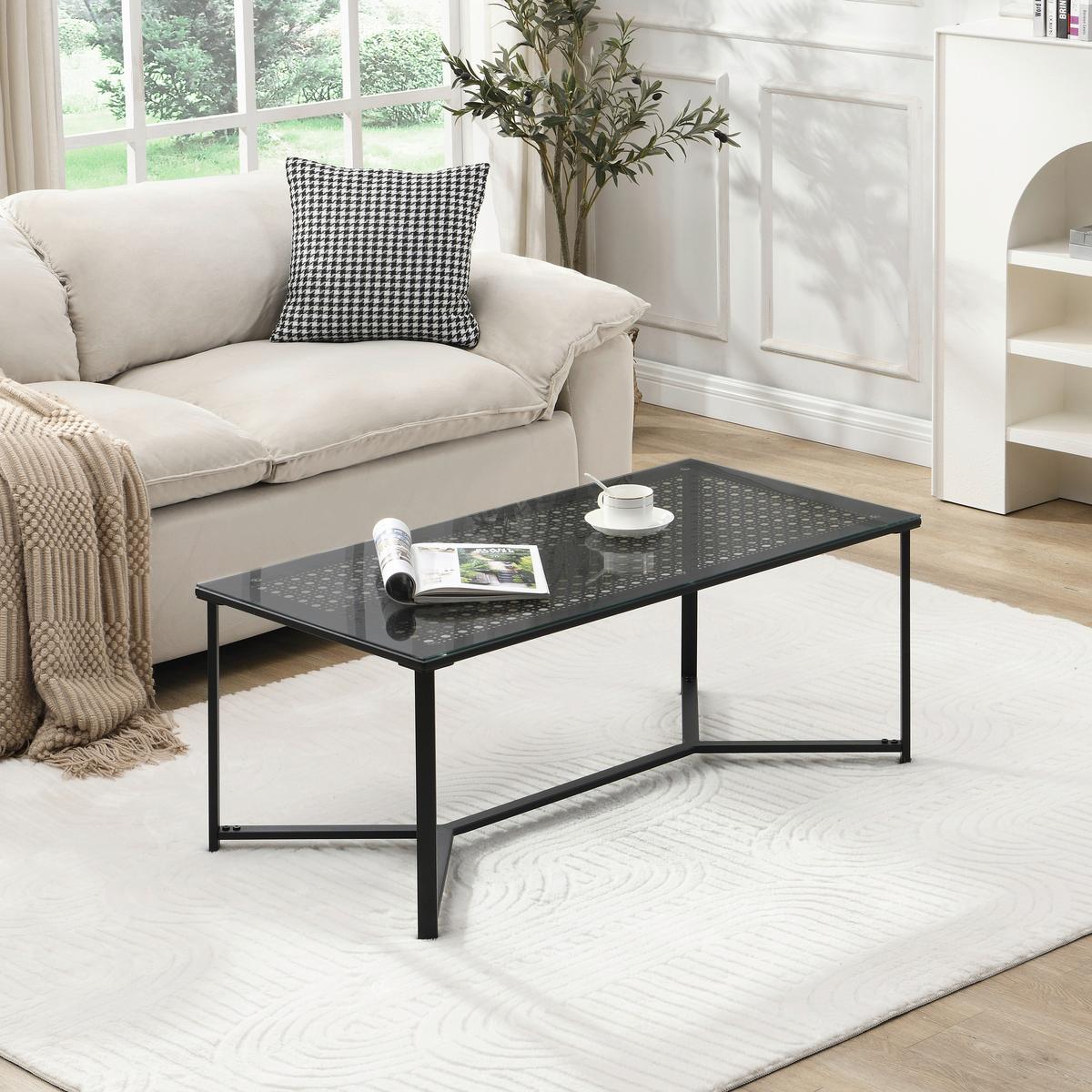 Couchtisch Wl7.323 - Schwarz, Design, Glas/Metall (100/50/42cm) - MID.YOU